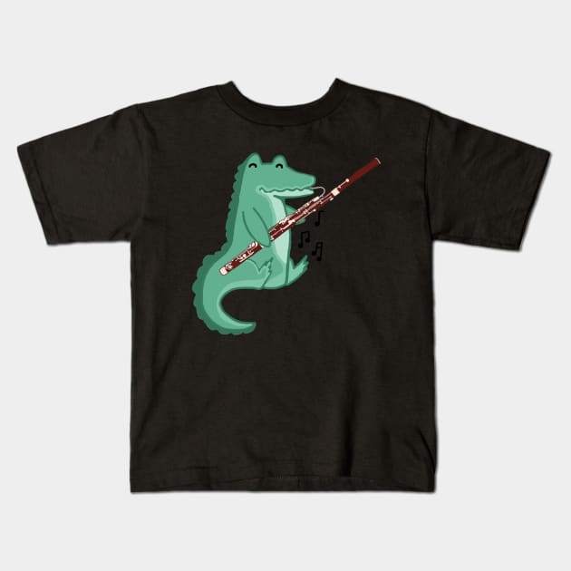 Bassoon Alligator Kids T-Shirt by Artstuffs121